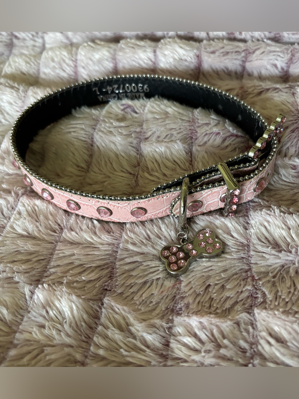 Blazin Roxx 9300424-L Pink Faux Gator Rhinestone Bling Dog Collar Size Large